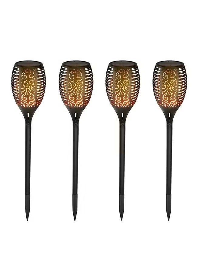 Generic 4-Piece Solar Torch Flickering Flame Lamp Black  - Image 1