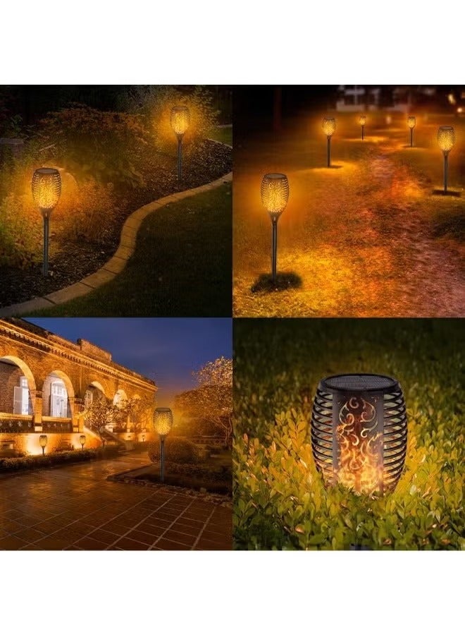 Generic 4-Piece Solar Torch Flickering Flame Lamp Black  - Image 2