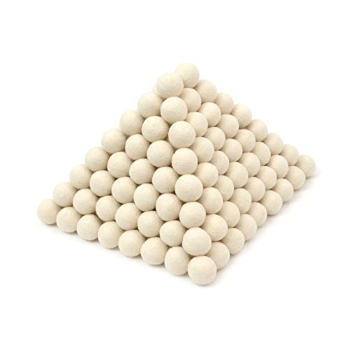 Glaciart One Wool Felt Balls Felt Ball 240 Pieces 25 Centimeters 1 Inch Handmade Felted Pure White Color Bulk Small Puff for Felting and Garland - Image 1