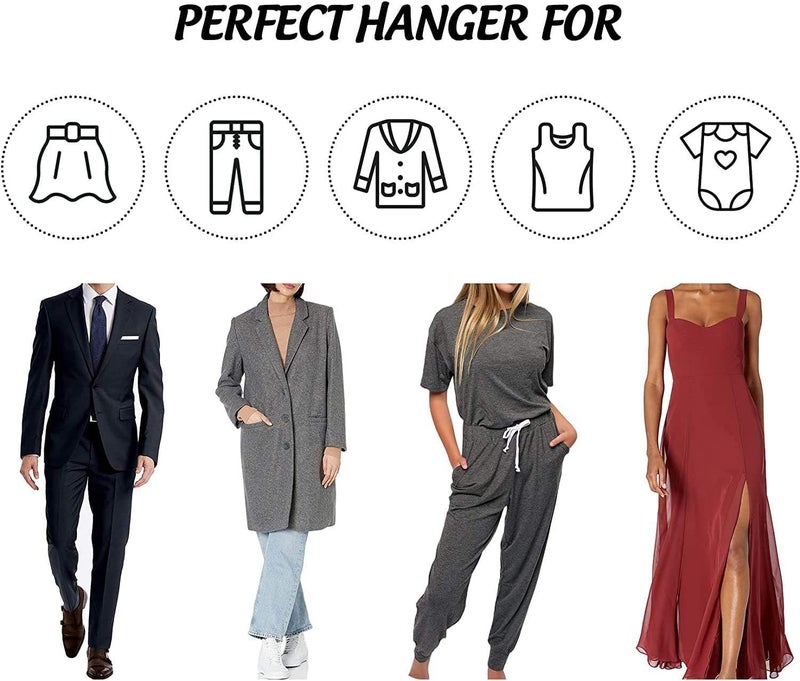 MOONCEE 10 Pcs High-Grade Wooden Suit Clothes Hangers Skirt Hangers with Clips Solid Wood Pants Hangers Smooth Finish Premium Wood Hangers with Durable Metal Clips for Coat, Blouse, Dress, Jacket - Image 5
