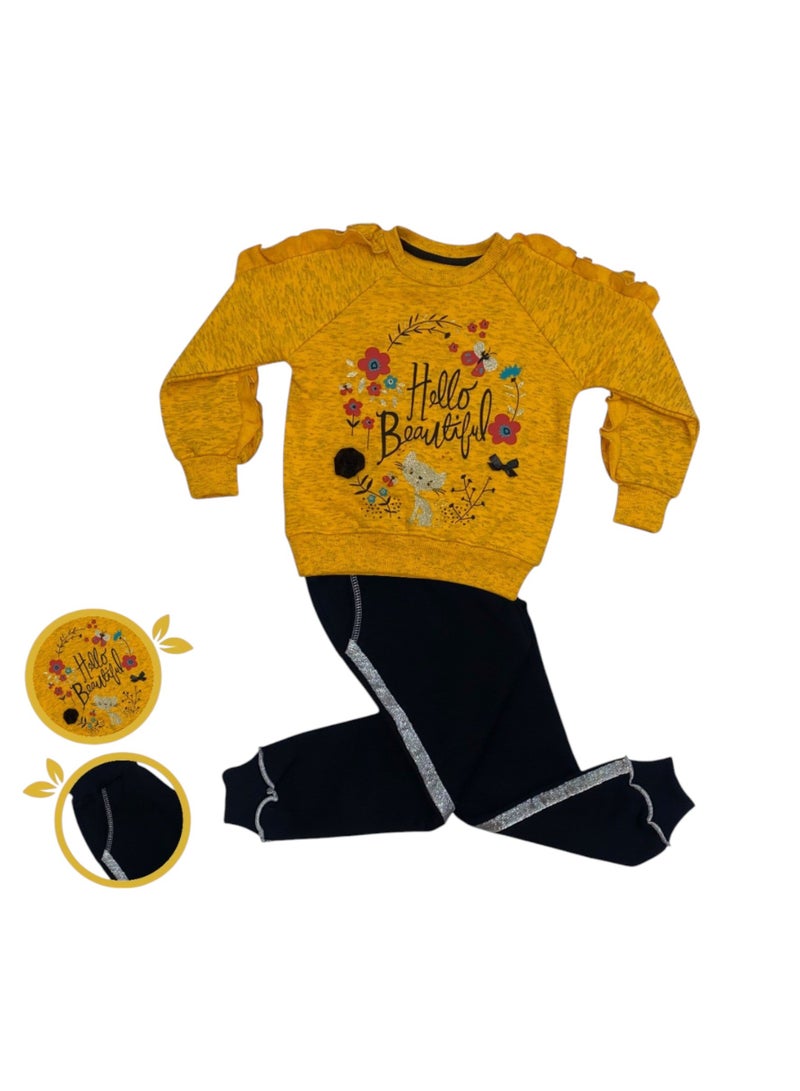 CHOiCE Girls' Pajama HELLO – Soft Rose Design with Cheerful Colors – Code 1205