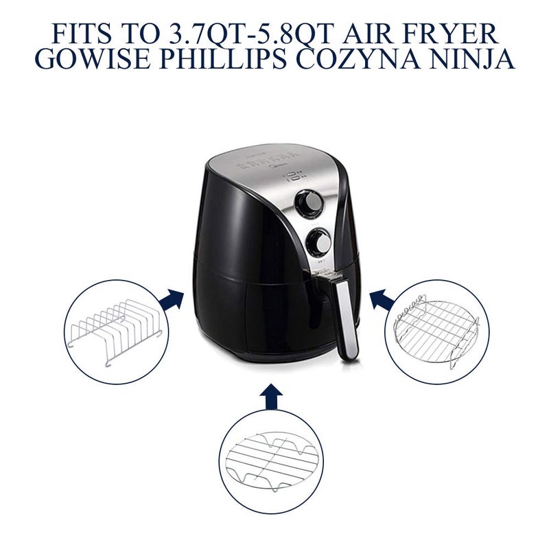Sik Air Fryer Accessories 5Pcs For Gowise Cosori Philips Ninja Air Fryer  Fit 3.2- 5.8Qt Deep Hot Air Fryer With Skewer Rack Metal Holder  Toast Rack  Oil Brush  Food Tong  Dishwasher Safe Bpa Free - Image 2