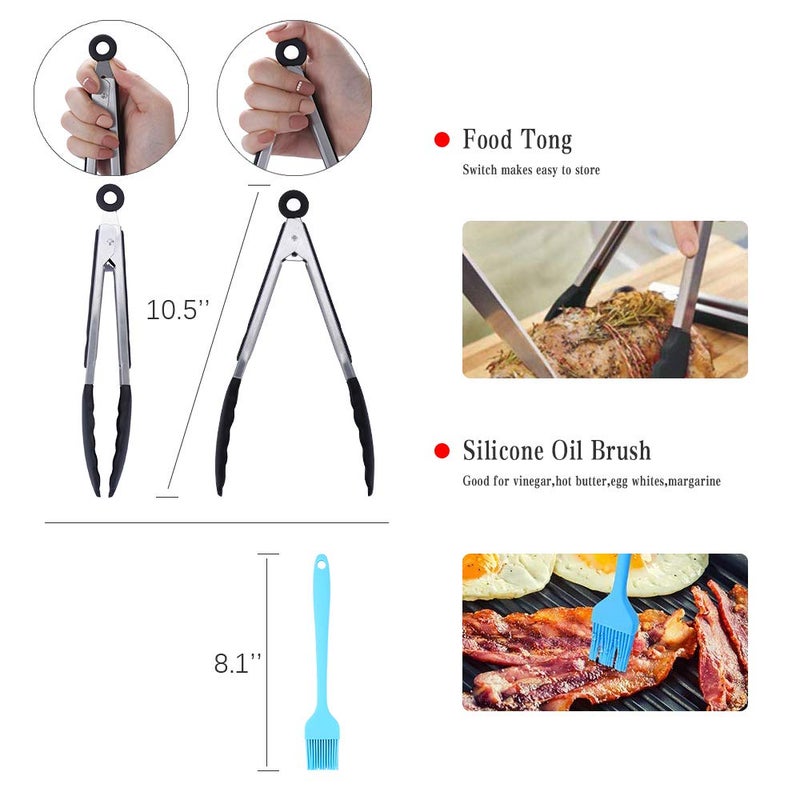 Sik Air Fryer Accessories 5Pcs For Gowise Cosori Philips Ninja Air Fryer  Fit 3.2- 5.8Qt Deep Hot Air Fryer With Skewer Rack Metal Holder  Toast Rack  Oil Brush  Food Tong  Dishwasher Safe Bpa Free - Image 4