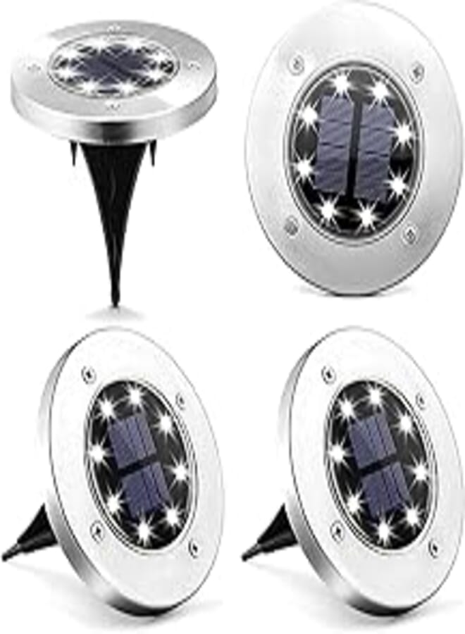 Solar Lights for Ground(8 Beads), Solar Disk Lights Waterproof for Garden and Landscaping by Wanda.Store 