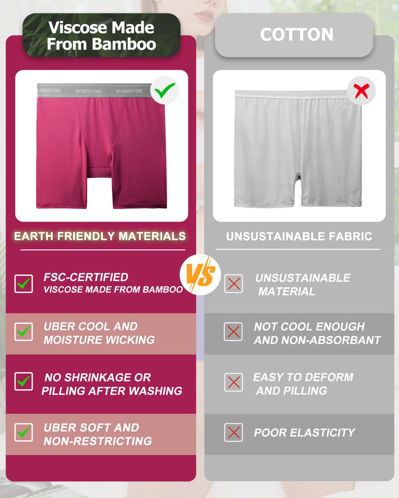 BAMBOO COOL Womens BoyShorts Underwear Full Coverage Ladies Panties High Waisted Boxer Briefs Breathable Stretch 5 Pack - Image 5