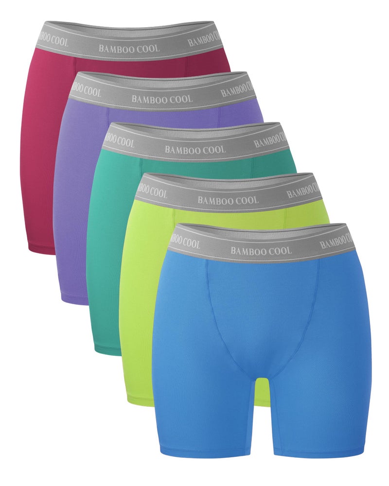 BAMBOO COOL Womens BoyShorts Underwear Full Coverage Ladies Panties High Waisted Boxer Briefs Breathable Stretch 5 Pack - Image 1