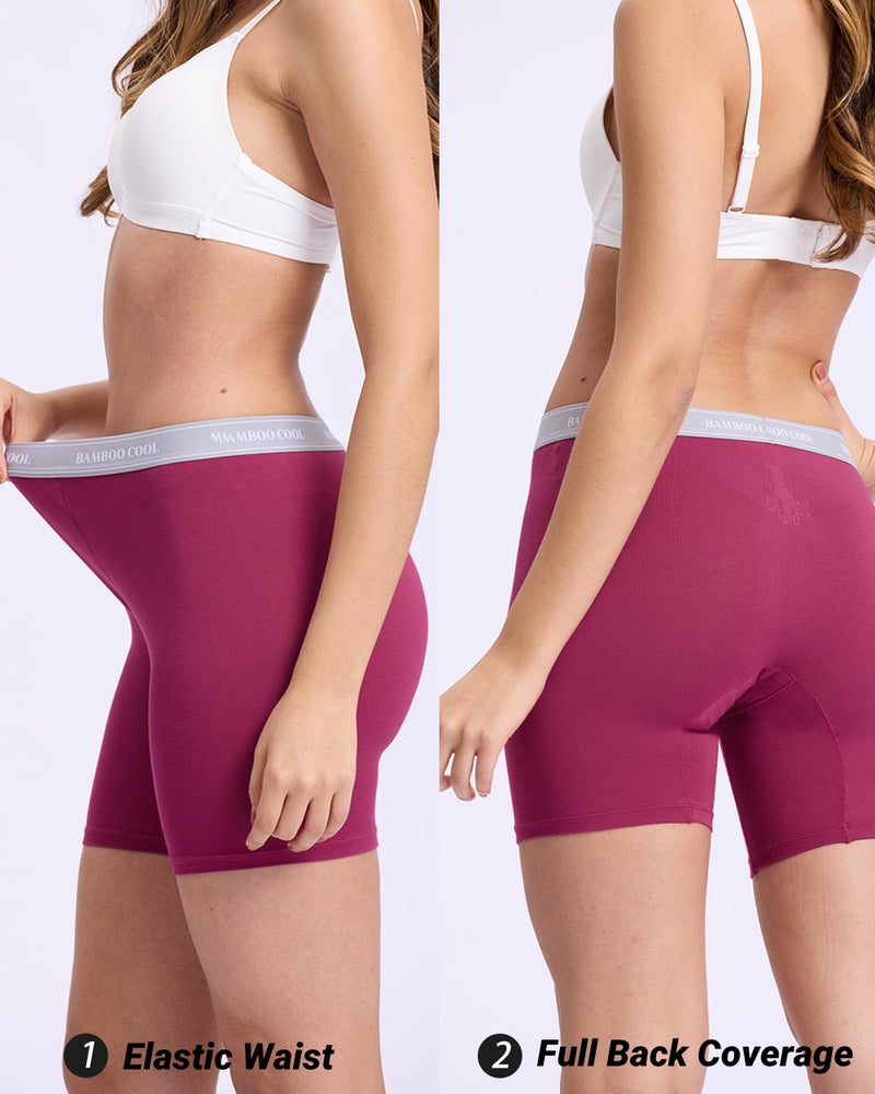 BAMBOO COOL Womens BoyShorts Underwear Full Coverage Ladies Panties High Waisted Boxer Briefs Breathable Stretch 5 Pack - Image 4