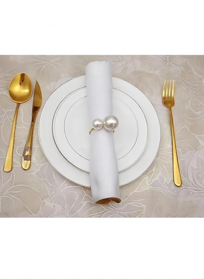 Set of 12 Napkin Rings for Dinning Table Setting- Pearl Napkin Rings for Holiday Party, Home Kitchen for Casual or Formal Occasion,Wedding Party Dinner Table Decoration (Pearl, 12pcs)  - Image 3