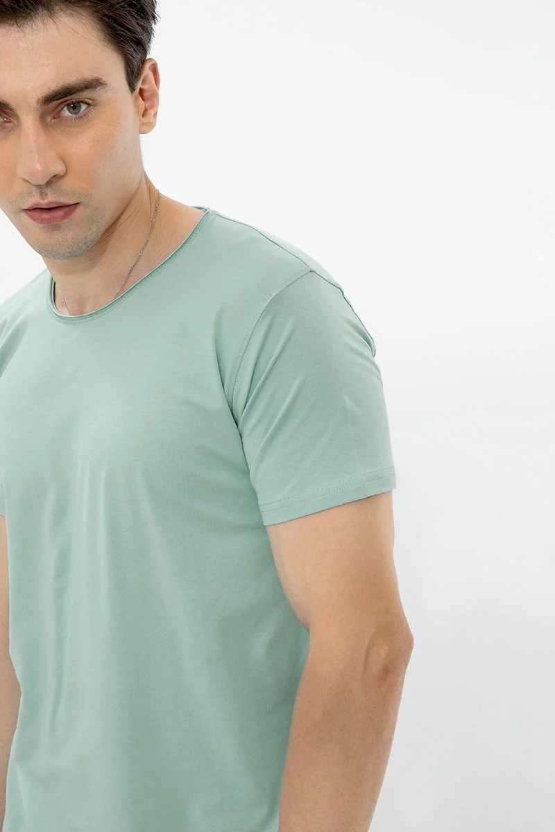 سنيتش تيشيرت أزرق سماوي بحافة خام