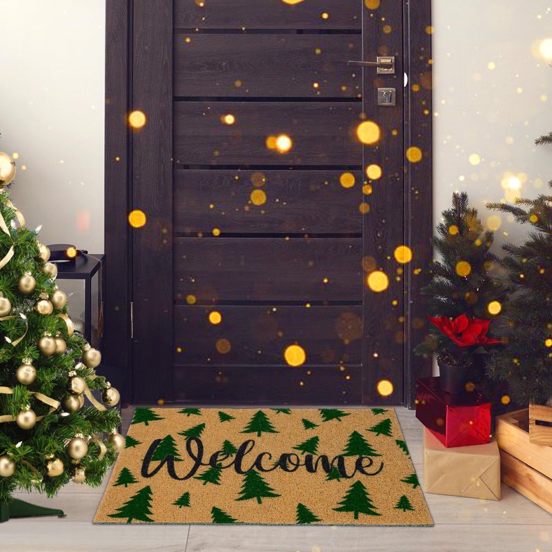 Moucuny عيد الميلاد القابض ترحيب أرضية الحصيرة شتاء السجاد في الهواء الطلق ديكور في الهواء الطلق عيد الميلاد coir غير قابلة للانزلاق للشرفة الأمامية ديكور المنزل مدخل المنزل الداخلي في الهواء الطلق - Image 2