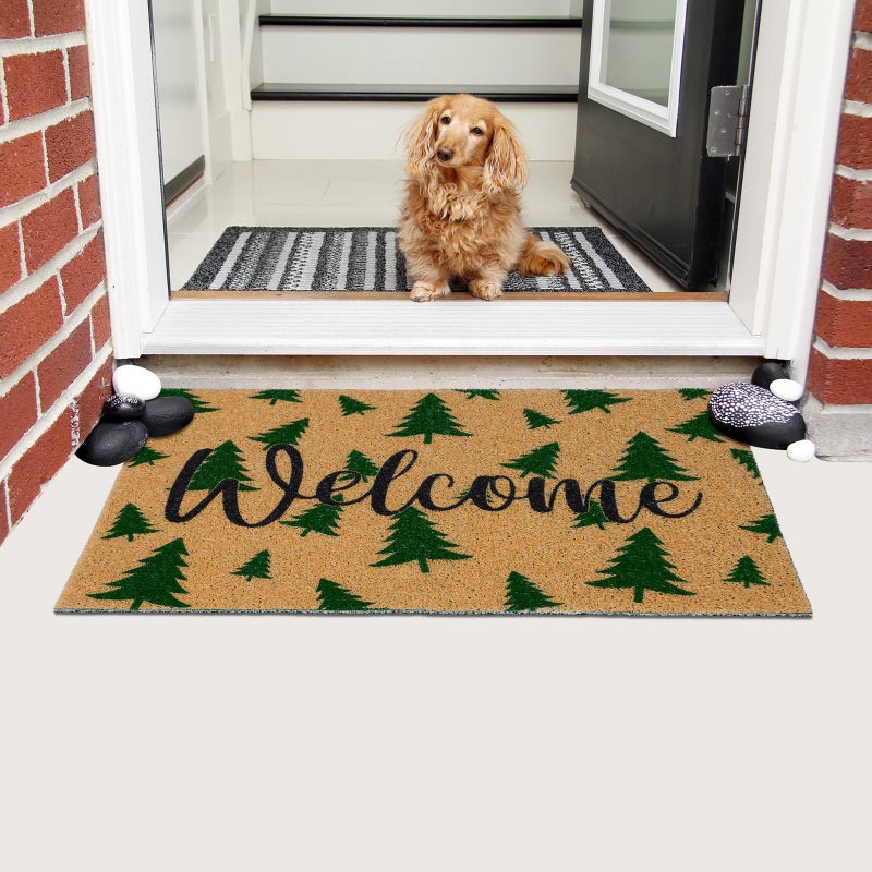 Moucuny عيد الميلاد القابض ترحيب أرضية الحصيرة شتاء السجاد في الهواء الطلق ديكور في الهواء الطلق عيد الميلاد coir غير قابلة للانزلاق للشرفة الأمامية ديكور المنزل مدخل المنزل الداخلي في الهواء الطلق - Image 4