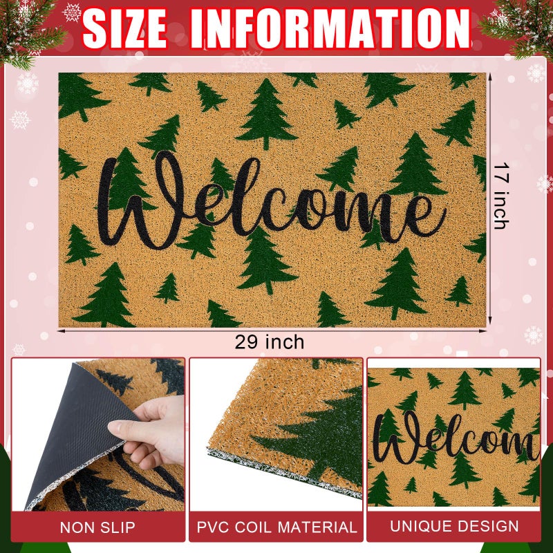 Moucuny عيد الميلاد القابض ترحيب أرضية الحصيرة شتاء السجاد في الهواء الطلق ديكور في الهواء الطلق عيد الميلاد coir غير قابلة للانزلاق للشرفة الأمامية ديكور المنزل مدخل المنزل الداخلي في الهواء الطلق - Image 3