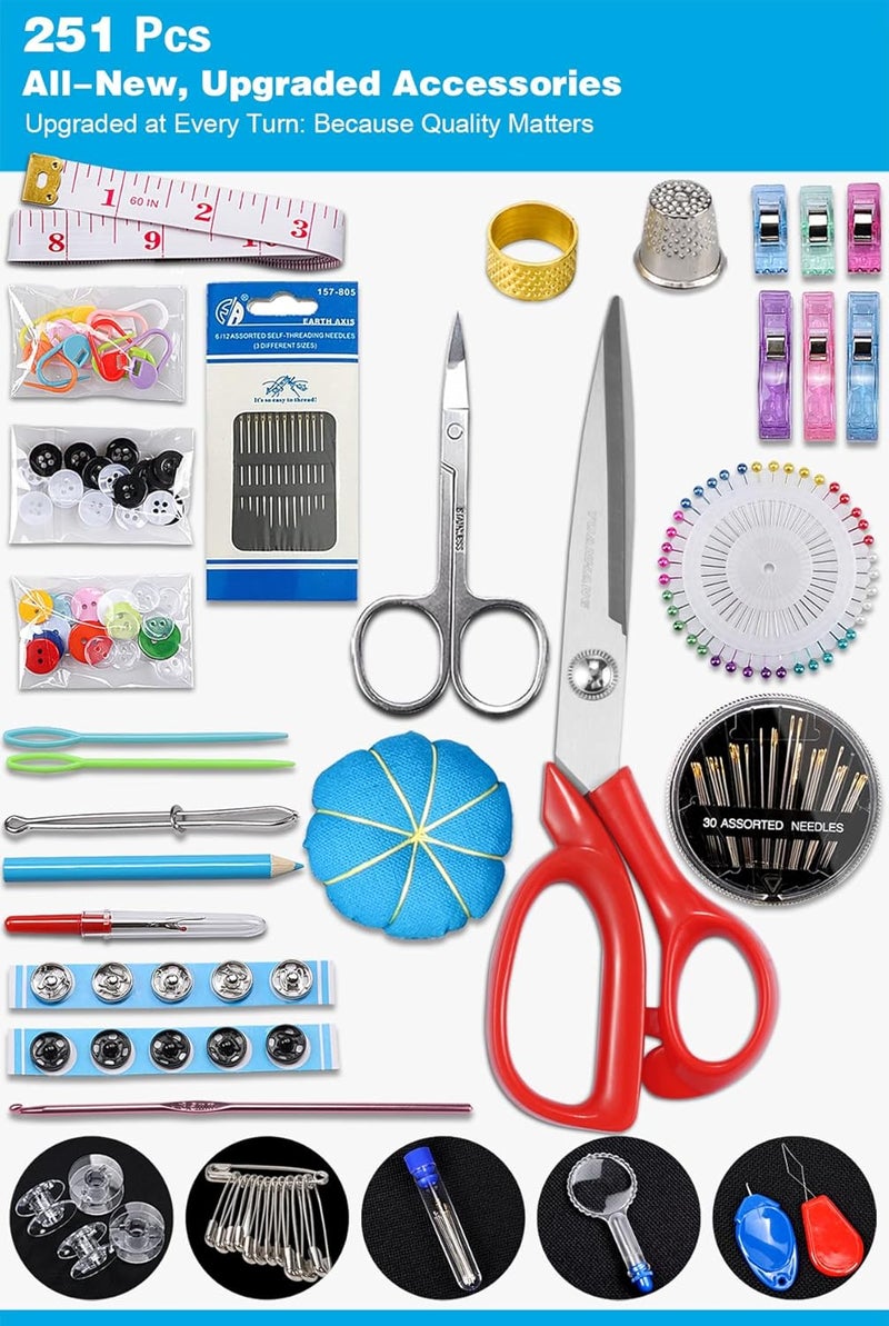 YUANHANG Large Sewing Kit, 200 Pcs Needle And Thread Kit Supplies, Anti-Scratch Durable Oxford Case For Adults, Home Repair Diy, Portable Travel L 01 - Image 5