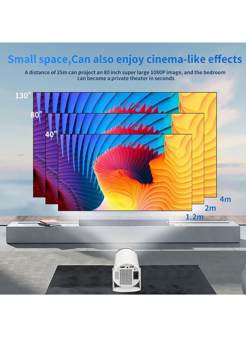 Portable All-in-One Smart Mini Projector with 20000+ Retro Games Dual Wireless Controllers Full HD 130 Inch Display Auto Keystone 180° Flip Android 11 Bluetooth 5.0 2.4G 5G WiFi for Home and Outdoor Entertainment