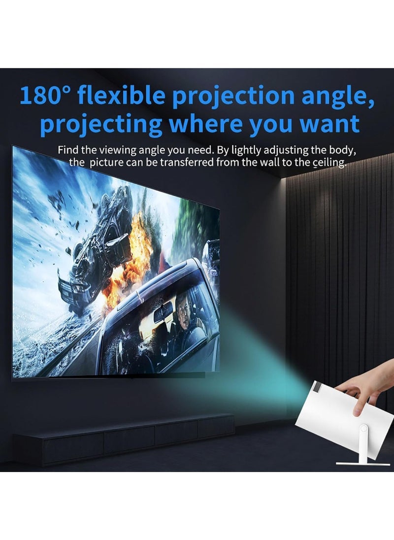 Portable All-in-One Smart Mini Projector with 20000+ Retro Games Dual Wireless Controllers Full HD 130 Inch Display Auto Keystone 180° Flip Android 11 Bluetooth 5.0 2.4G 5G WiFi for Home and Outdoor Entertainment