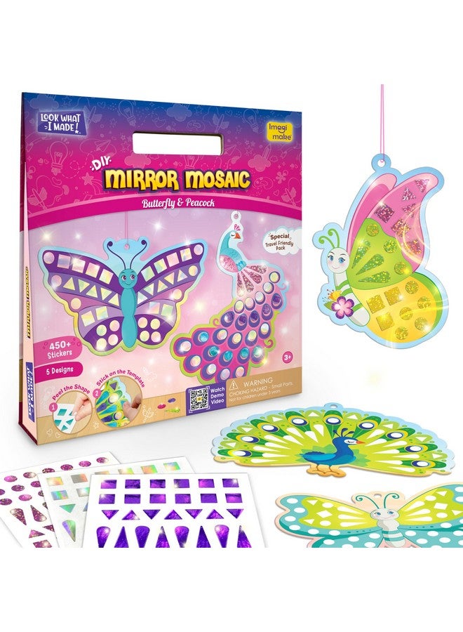 Imagimake مجموعة فنون الأطفال من إيميجيميك - فراشة وببغاء بمرايا موزاييك | مجموعة حرف يدوية | ملصقات فويل للأطفال | مجموعة موزاييك | ألعاب سفر | هدية عيد ميلاد للبنات والأولاد من أعمار 3،4،5،6،7،8 - Image 1