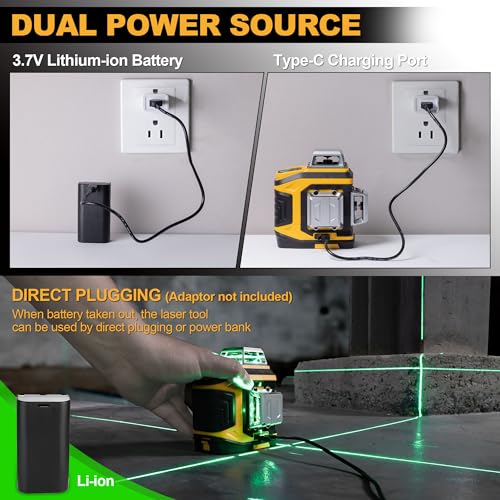 PREXISO Rechargeable 360° Self Leveling Green Laser Level with Tripod, Magnetic Base, Glasses - For Construction, Tile, Home Renovation - Image 3