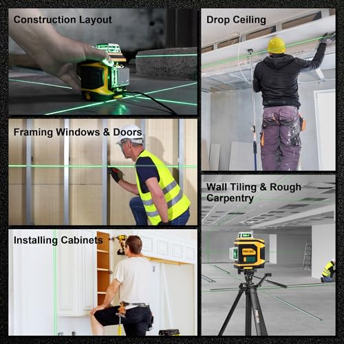 PREXISO Rechargeable 360° Self Leveling Green Laser Level with Tripod, Magnetic Base, Glasses - For Construction, Tile, Home Renovation - Image 5