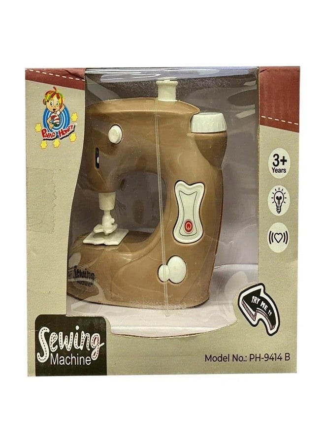 Breatoi Kids Kitchen Appliances Toy Set with Light & Sound Effects (Sewing Machin Household Play Set (Brown)) - Image 4