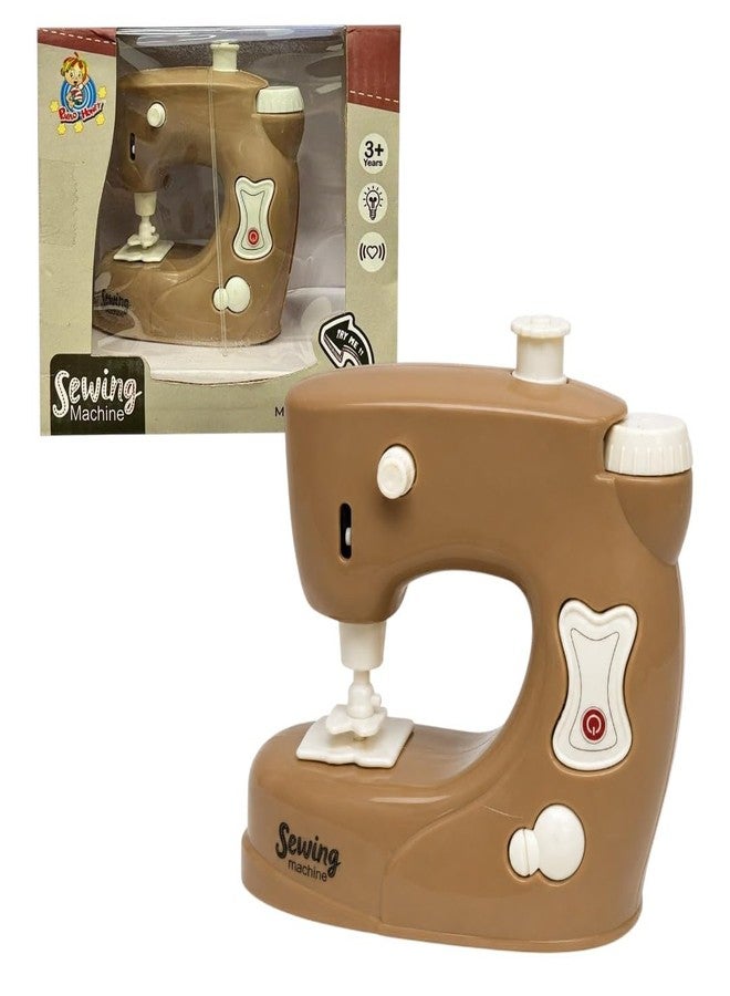 Breatoi Kids Kitchen Appliances Toy Set with Light & Sound Effects (Sewing Machin Household Play Set (Brown)) - Image 1
