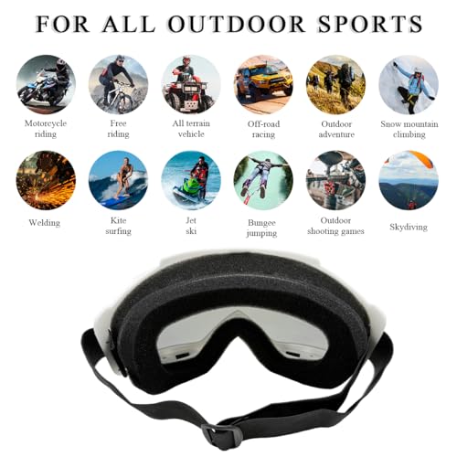 Yourkar Dirt Bike Goggle, UV Protection Windproof ATV Off-Road Goggles, Wide Vision Riding Motorcycle Goggle for Men Women (White+Silver) - Image 3