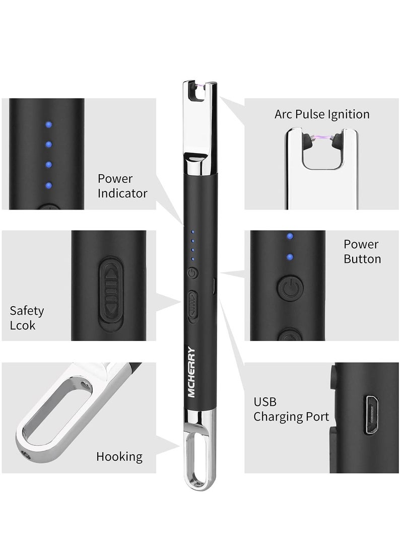 Mcherry Electric Plasma Lighters Set Of 2, Usb Rechargeable Electronic Arc Lighter With Safety Lock, Long Reach Electric Usb Lighter For Bbq, Gas Stove, Kitchen, Fireworks  - Image 5