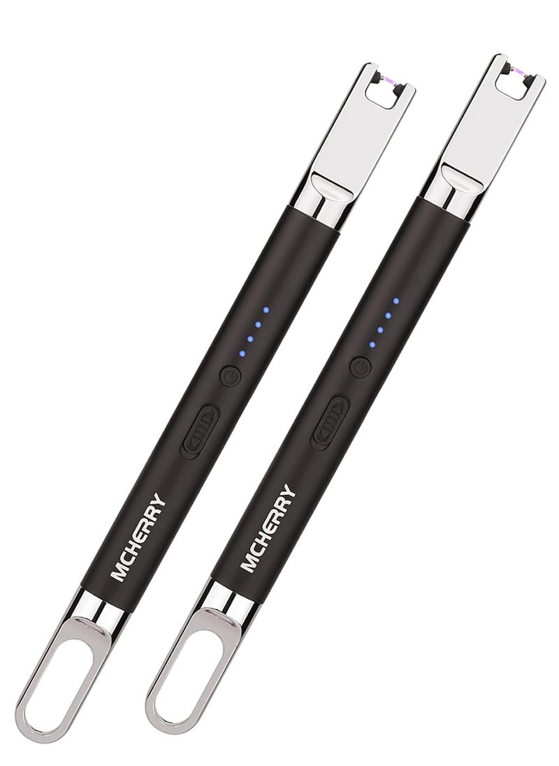 Mcherry Electric Plasma Lighters Set Of 2, Usb Rechargeable Electronic Arc Lighter With Safety Lock, Long Reach Electric Usb Lighter For Bbq, Gas Stove, Kitchen, Fireworks  - Image 1
