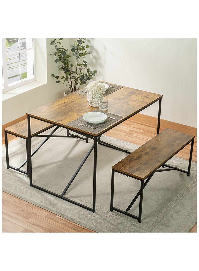 HXDream 3-Piece Dining Table Set,Dining Table with 2 Benches,Suitable for home, restaurant, apartment - Image 1