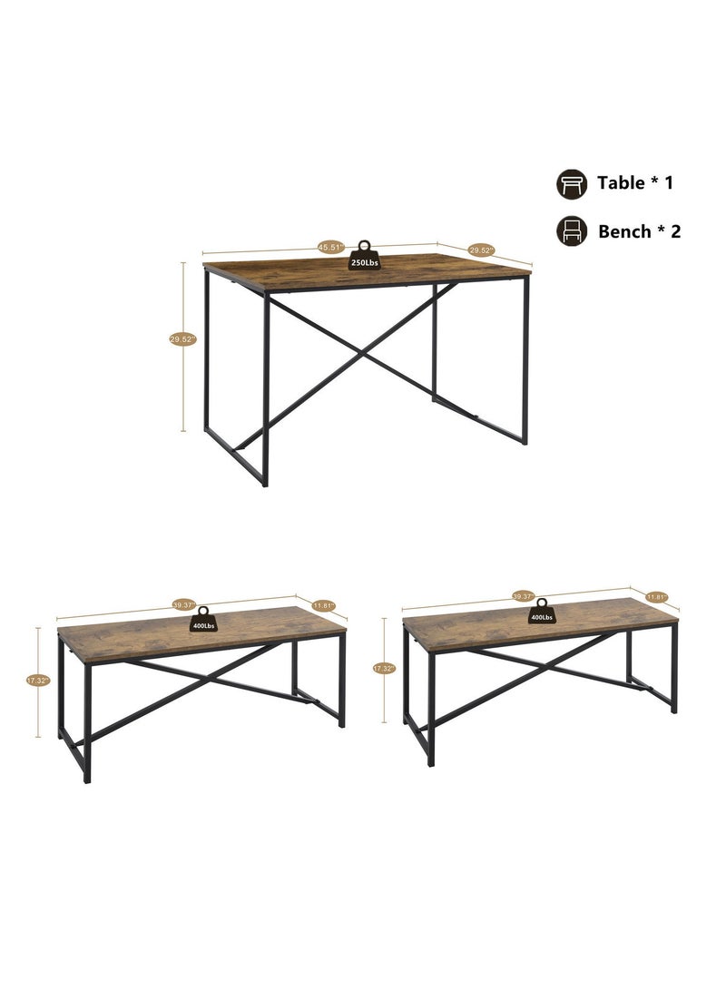 HXDream 3-Piece Dining Table Set,Dining Table with 2 Benches,Suitable for home, restaurant, apartment - Image 4