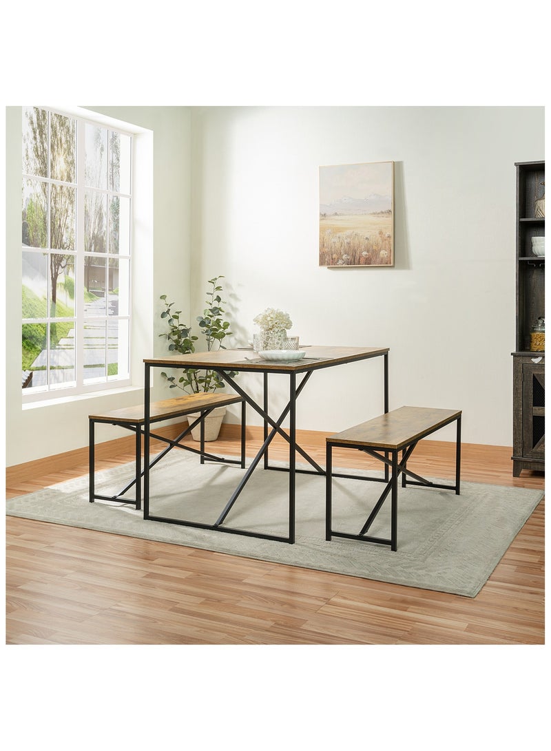HXDream 3-Piece Dining Table Set,Dining Table with 2 Benches,Suitable for home, restaurant, apartment - Image 5