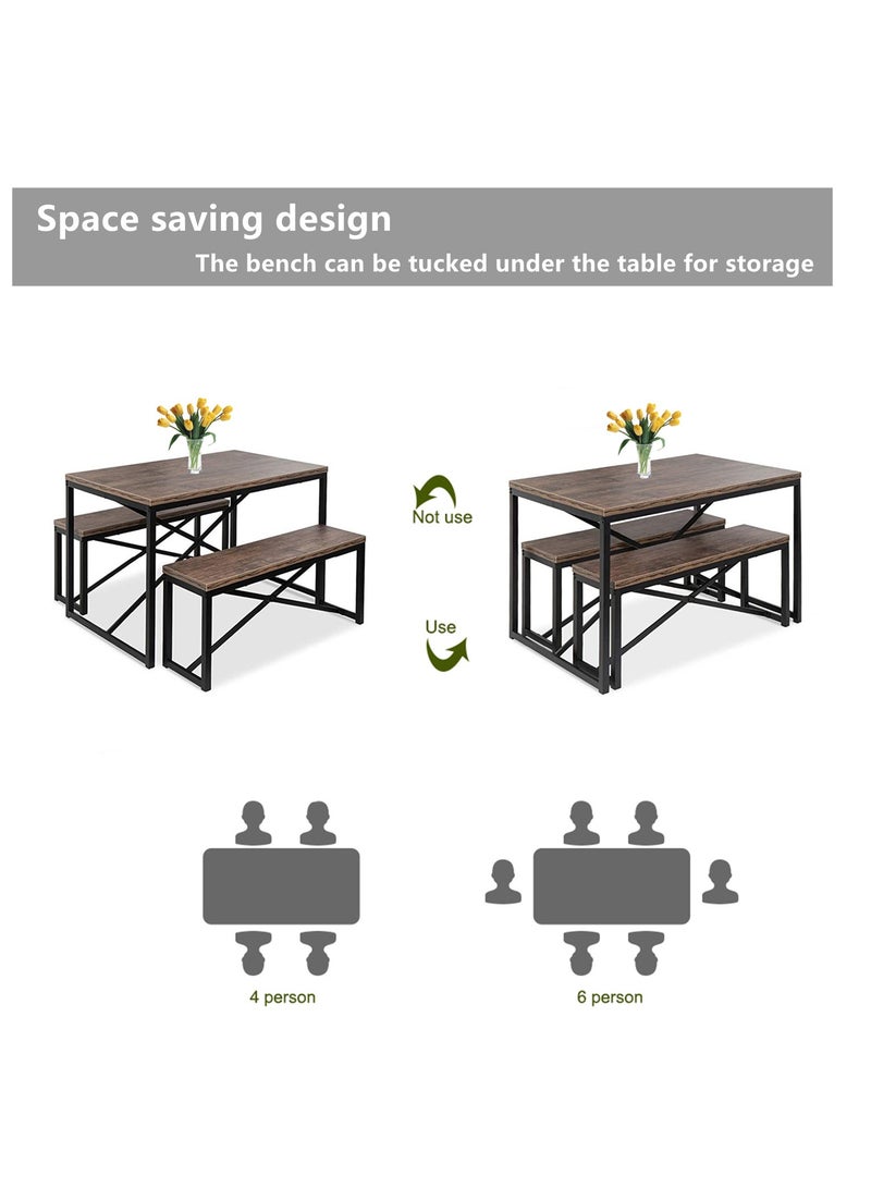 HXDream 3-Piece Dining Table Set,Dining Table with 2 Benches,Suitable for home, restaurant, apartment - Image 3