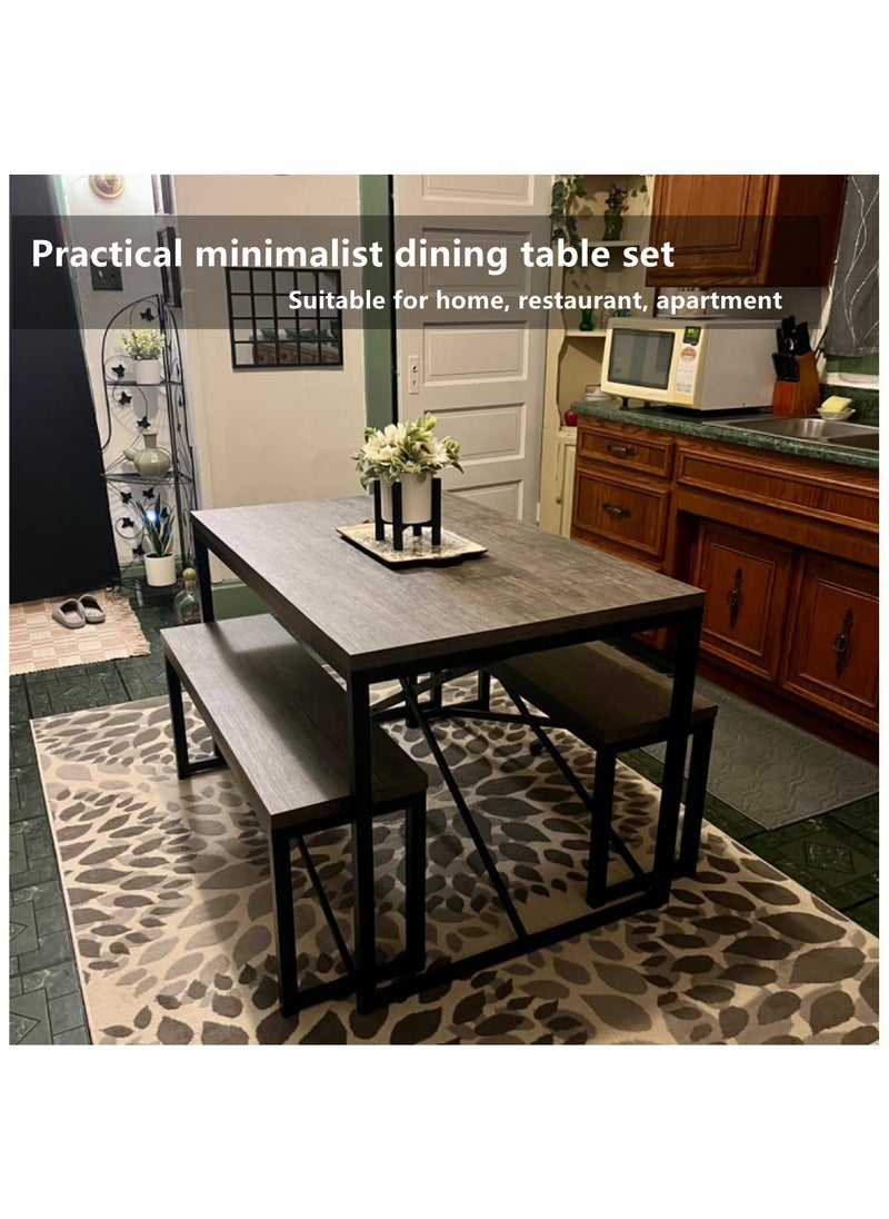 HXDream Kitchen Table with 2 Benches,3-Piece Dining Table Set,Suitable for home, restaurant, apartment  - Image 3