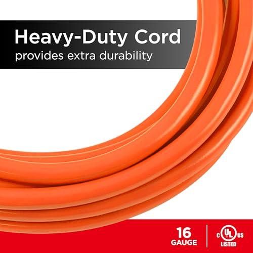 UltraPro 50 Ft Indoor Extension Cord 3 Outlet Power Strip Short Extension Cord with Multiple Outlets Grounded Heavy Duty 16 Gauge ETL Listed Orange 51926 - Image 3