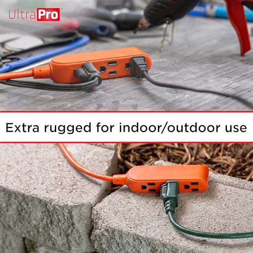 UltraPro 50 Ft Indoor Extension Cord 3 Outlet Power Strip Short Extension Cord with Multiple Outlets Grounded Heavy Duty 16 Gauge ETL Listed Orange 51926 - Image 5
