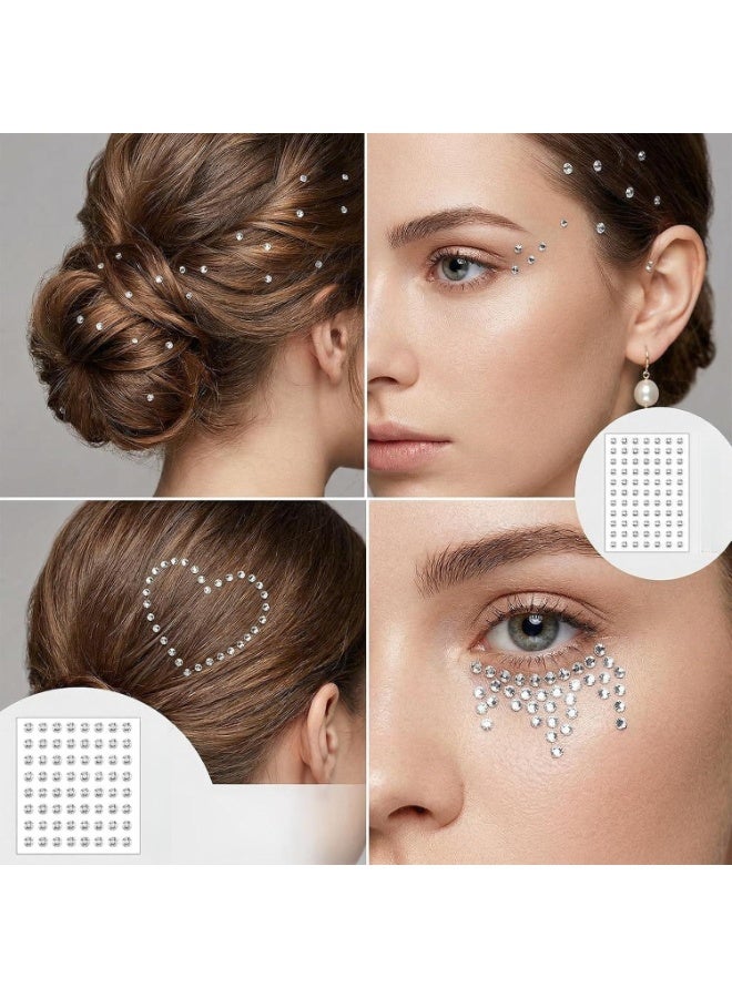 Hugifts 6 sheets of hair accessories gems, self-adhesive face gems eye gems rhinestones, makeup gem stickers, hair accessories pearl stickers, shiny rhinestone stickers crafts, 3/4/5/6/8/10mm, suitable for festivals, mobile phones, photo frames decoration - Image 2