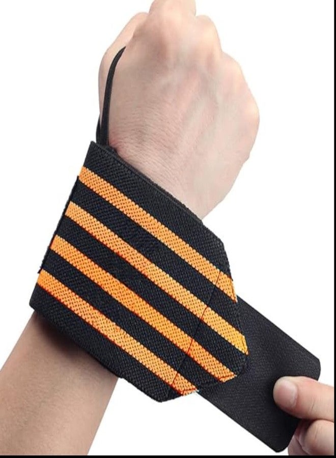 STYLERA Wrist Support Band with Thumb Loop for Gym, Cross-Fit, Weight lifting, Power lifting, Calisthenics for Men & Women (PACK OF 1 PAIR, ORANGE) - Image 1