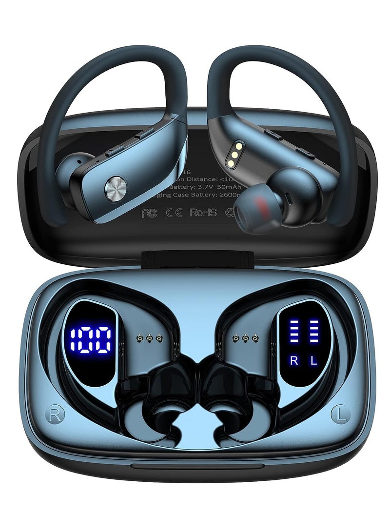 Wireless Earbuds Bluetooth Headphones 48Hrs Play Back Sport Earphones With Led Display Over-Ear Buds With Earhooks Built-In Mic Headset For Workout Black  - Image 1