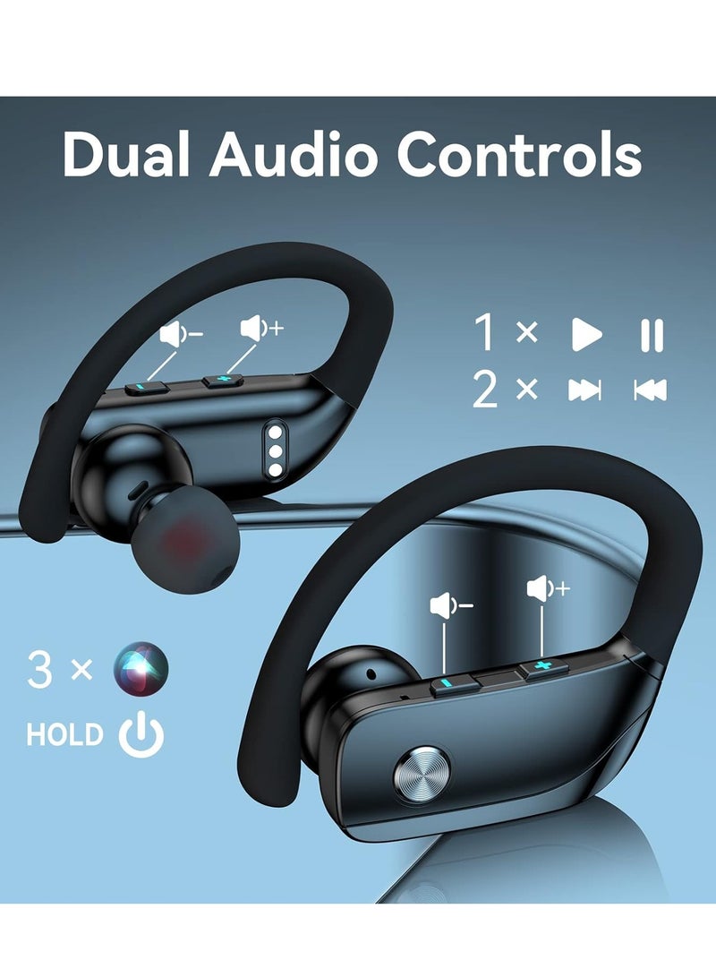 Wireless Earbuds Bluetooth Headphones 48Hrs Play Back Sport Earphones With Led Display Over-Ear Buds With Earhooks Built-In Mic Headset For Workout Black  - Image 4