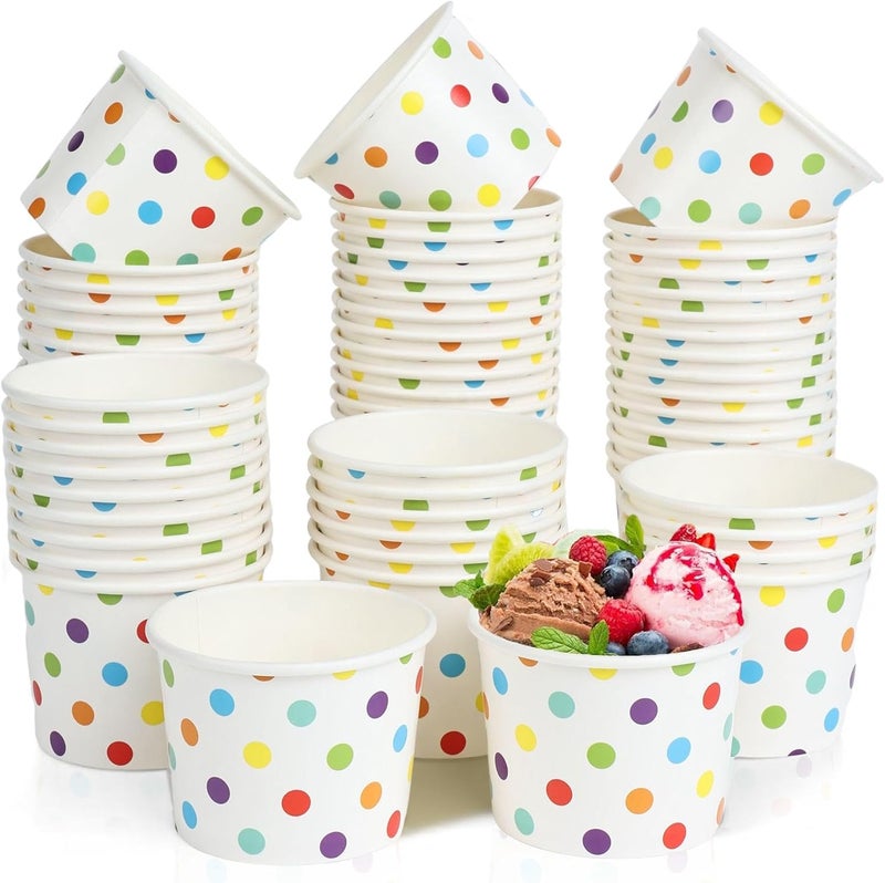 Cupplation Paper Ice Cream Cups, 4 Oz, 50 Pack, Disposable Dessert Bowls for Hot Cold Foods, Paper Cups for Sundae, Frozen Yogurt, Soup - Image 1