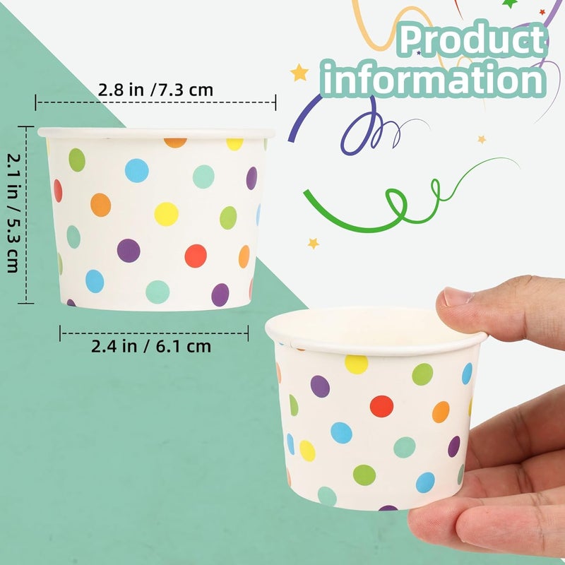 Cupplation Paper Ice Cream Cups, 4 Oz, 50 Pack, Disposable Dessert Bowls for Hot Cold Foods, Paper Cups for Sundae, Frozen Yogurt, Soup - Image 2