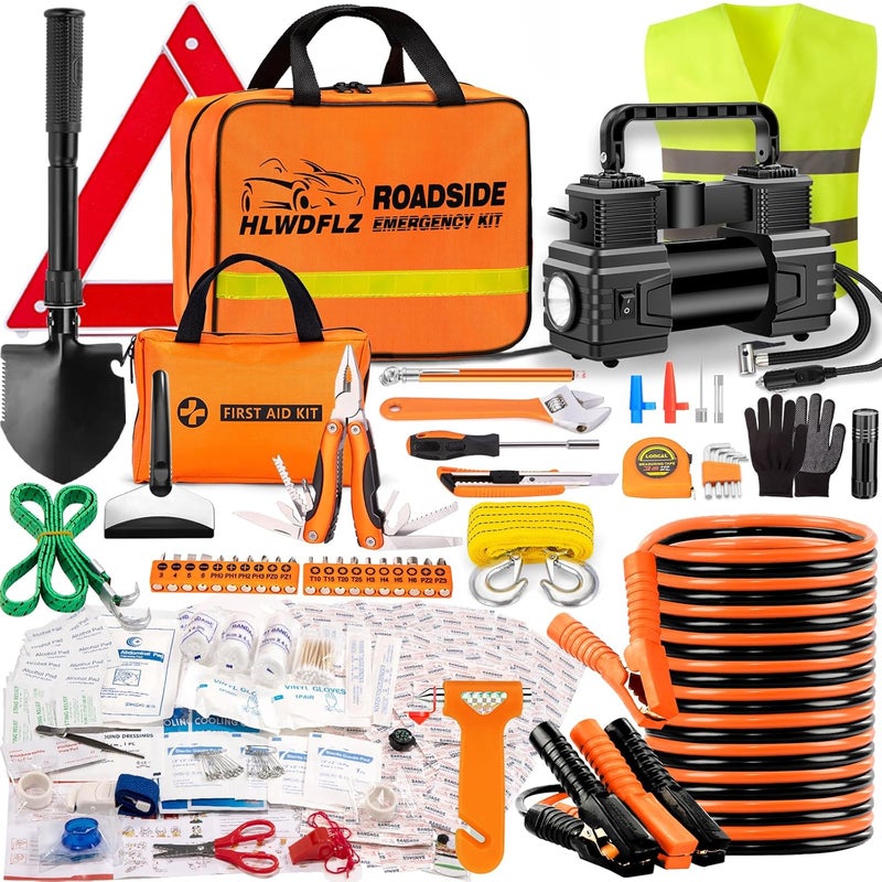 HLWDFLZ Car Emergency Kit with Portable Air Compressor - Image 1