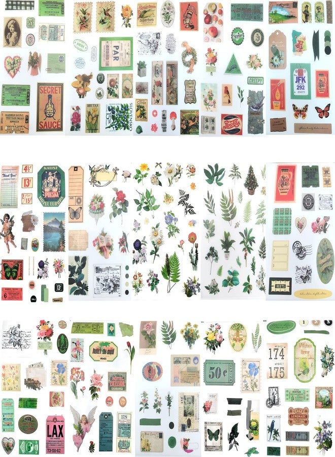 Auguro Vintage Ephemera Stickers Scrapbook Sticker Book with 439 Stickers and 20 Scrapbook Papers Sticker Book for journaling Aesthetic Stickers for journaling Stickers Vintage - Image 3