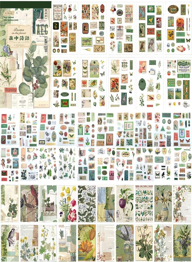 Auguro Vintage Ephemera Stickers Scrapbook Sticker Book with 439 Stickers and 20 Scrapbook Papers Sticker Book for journaling Aesthetic Stickers for journaling Stickers Vintage - Image 1