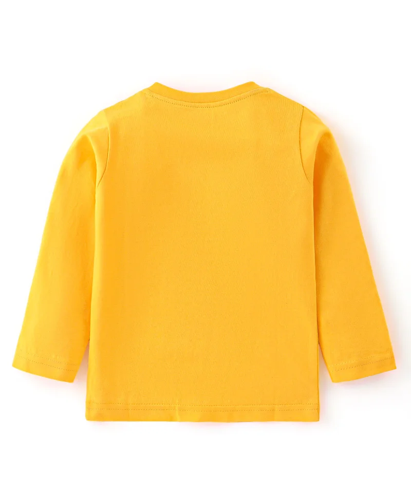 babyhug Babyhug Cotton Knit Full Sleeves T-Shirt with Panda Graphic Print - Yellow