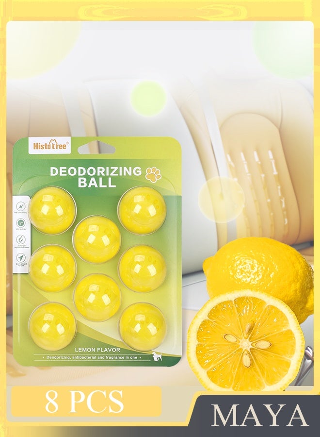 Histotree Lemon Scent Deodorizing Balls, 8-Pack Odor Eliminator Balls for Home, Car & Pet Areas – Antibacterial & Fresh Scent in One - Image 1