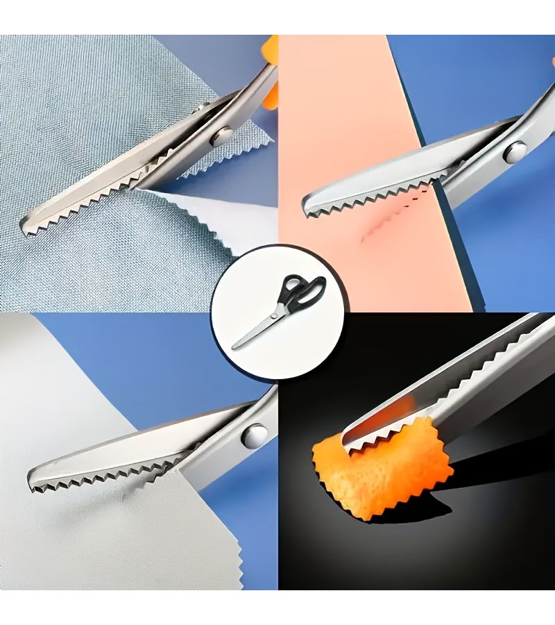 Professional Stainless Steel Black Wave Scissors with Serrated Edges for Fabric Cutting 1 Piece - Image 5