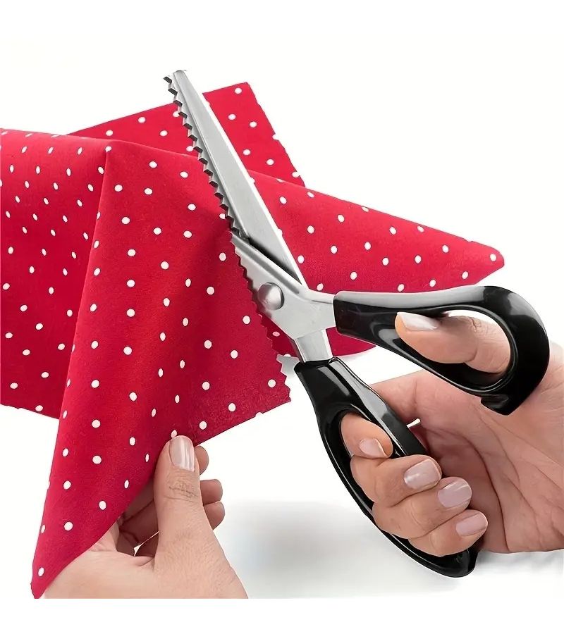 Professional Stainless Steel Black Wave Scissors with Serrated Edges for Fabric Cutting 1 Piece - Image 4