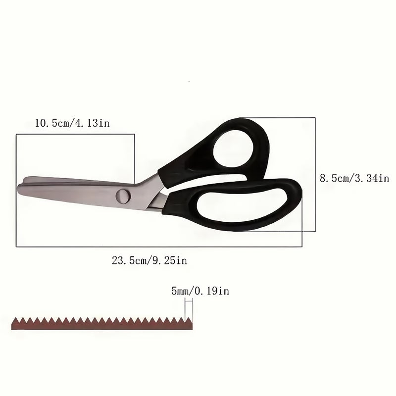 Professional Stainless Steel Black Wave Scissors with Serrated Edges for Fabric Cutting 1 Piece - Image 2