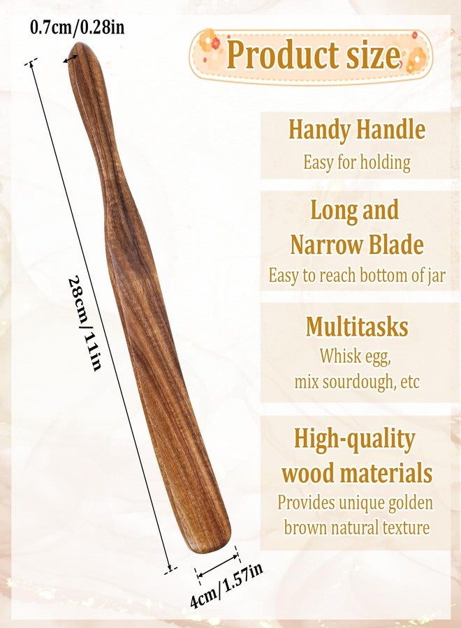 Zelphvt Wooden Smooth Spurtle for Sourdough Starter Spurtle Spatula for Sourdough Starter Non-Scratch Dough Scraper and Mixing Tool Wood Bread Spatula for Cooking Utensils Mixing, Jar Scraping, Baking - Image 2