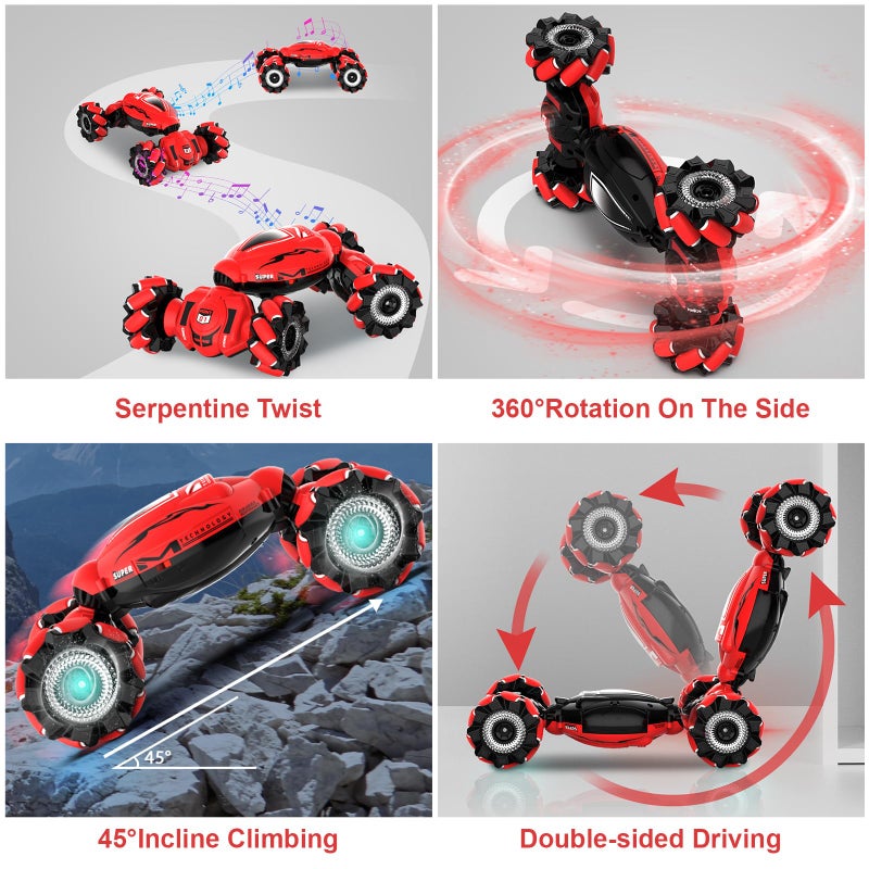 Fosgoit RC Car Toys for Boys Girls 6-12, Birthday Xmas Gifts for 6 7 8 9 10 11 12 Years Old, Gesture Sensing RC Stunt Car with Lights Music 2.4GHz 4WD Hand Remote Control 360Â° Rotate All-Round Drift - Image 3